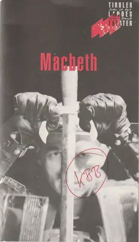 Tiroler Landestheater, Dominique Mentha, Regine Friedrich, Rupert Larl: Programmheft Heiner Müller / Shakespeare MACBETH Premiere 15. Jänner 1995 Spielzeit 1994 / 95. 