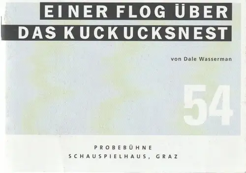 Schauspielhaus Graz, Probebühne, Karen Stone, Matthias Fontheim, Marc Steinbach, Peter Manninger ( Fotos ): Programmheft Dale Wasserman EINER FLOG ÜBER DAS KUCKUCKSNEST Premiere 16. Mai 2003 Spielzeit 2002 / 2003 Nr. 54. 