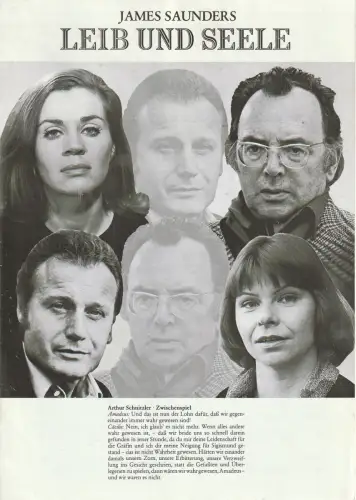 Konzertdirektion Landgraf, Birgit Landgraf: Programmheft James Saunders LEIB UND SEELE Konzertdirektion Landgraf 1980. 