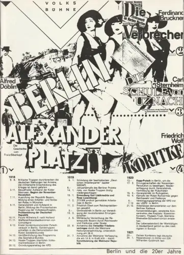 Volksbühne Berlin, Fritz Rödel, Werner Heinitz, Bernd Frank, OttoFritz Hayner, u.a: Programmheft Alfred Döblin BERLIN ALEXANDERPLATZ Spielzeit 1981 / 82 - 1990. 