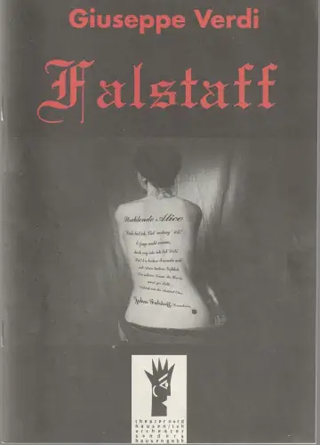 Theater Nordhausen/Loh Orchester Sondershausen, Christoph Nix, Karola Weil: Programmheft Giuseppe Verdi FALSTAFF Premieren 4.+6. Dezember 1998 Spielzeit 1998 / 99. 