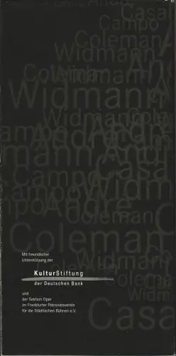 Oper Frankfurt, Martin Steinhoff, Wolfgang Rihm, Jutta Georg, Zsolt Horpacsy, Beate Maurer: Programmheft FIVE MOMENTS Spielzeit 2000 / 2001 KLANGFIGUREN. 