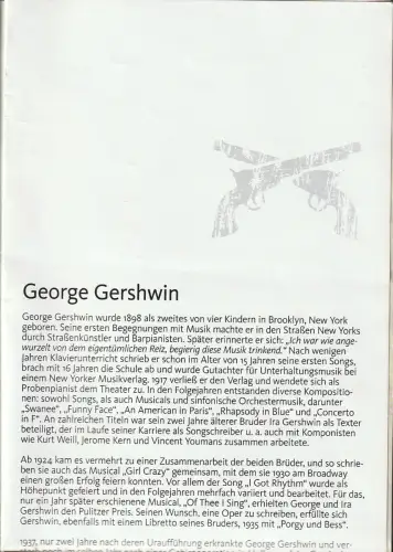 Hessisches Staatstheater Wiesbaden, Manfred Beilharz, Beate Marx, Martin Kaufhold (Titelfoto): Programmheft George und Ira Gershwin CRAZY FOR YOU  Staatstheater Wiesbaden 2009. 