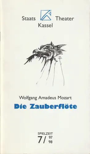 Staatstheater Kassel, Michael Leinert, Seminar Dramaturgiewerkstatt: Programmheft  Wolfgang Amadeus Mozart DIE ZAUBERFLÖTE Staatstheater Kassel 1998. 