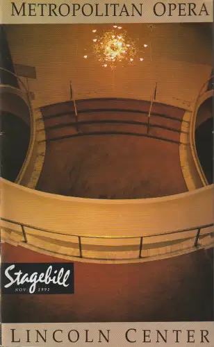 Metropolitan Opera, STAGEBILL Nov. 1991: Programmheft Giuseppe Verdi LA TRAVIATA Metropolitan Opera 1991. 