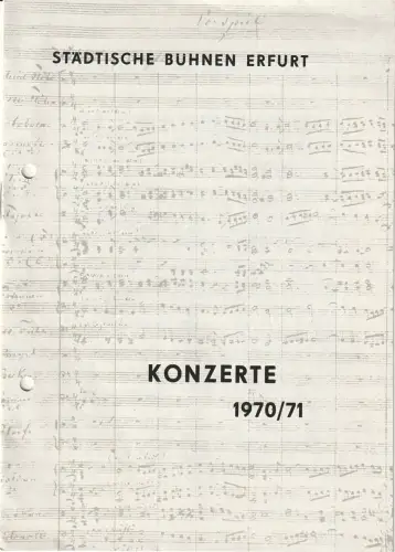 Städtische Bühnen Erfurt, Bodo Witte: Programmheft Städtische Bühnen Erfurt KONZERTE 1970 / 71. 