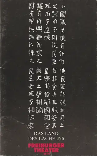 Freiburger Theater, Ulrich Brecht, Paul Esterhazy: Programmheft Franz Lehar DAS LAND DES LÄCHELNS Premiere 5. November 1988 Spielzeit 1988 / 89. 