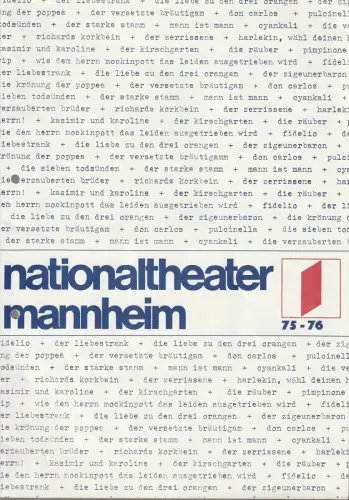 Nationaltheater Mannheim, Arnold Petersen, Alexander de Montleart, Sybille Hubach: Programmheft VORSCHAUHEFT JUNI 1975 197. Spielzeit 1975 / 76. 