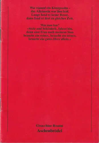 Bühnen der Stadt Bielefeld, Heiner Bruns, Marion Grundmann: Programmheft Gioacchino Rossini ASCHENBRÖDEL Premiere 28. Oktober 1989 Spielzeit 1989 / 90 Heft 11. 