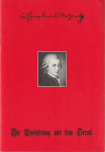 Bühnen der Stadt Bielefeld, Heiner Bruns, Martin Griesemer: Programmheft Wolfgang Amadeus Mozart DIE ENTFÜHRUNG AUS DEM SERAIL Premiere 8. September 1985 Spielzeit 1985 / 86 Heft 1. 