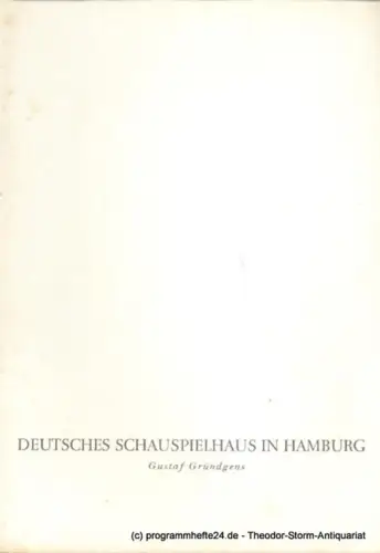 Deutsches Schauspielhaus in Hamburg, Gustaf Gründgens, Penzoldt Günther, Clausen Rosemarie ( Fotos ): Programmheft Die Verschwörung des Fiesko zu Genua. Trauerspiel von Friedrich Schiller. 8. Januar 1960. 1959 / 60. 