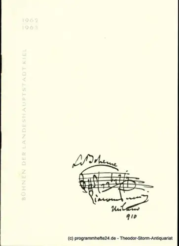 Bühnen der Landeshauptstadt Kiel, Hans-Georg Rudolph, Christof Bitter: Programmheft La Boheme. Kieler Programmhefte 1962 / 63. 