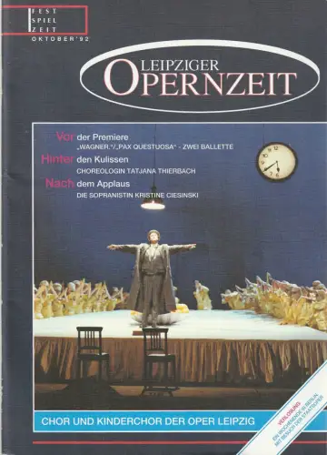 Oper Leipzig, Udo Zimmermann, Lutz Stordel, Regina Brauer, Ingeborg Werner, u.a: LEIPZIGER OPERNZEIT FESTSPIELZEIT OKTOBER '92 ( 1992 ). 