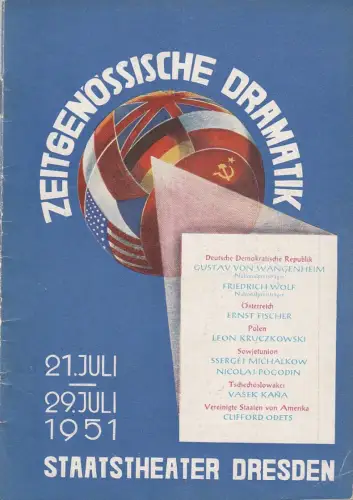 Staatstheater Dresden, Reif Guido: Programmheft Woche der Zeitgenössischen Dramatik 21. Juli - 29. Juli 1951 Spielzeit 1950 / 51. 