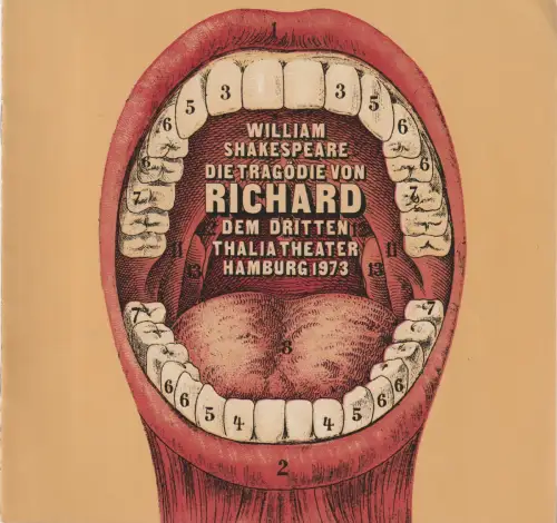 Thalia Theater Hamburg, Boy Gobert, Hanno Lunin , Peter Müller Buchow,  Rosemarie Clausen ( Fotos ): Programmheft William Shakespeare TRAGÖDIE VON RICHARD DEM DRITTEN Hamburg 1973. 