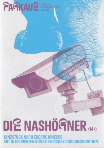 Theater an der Parkaue, Junges Staatstheater Berlin, Alexander Riemenschneider, Christina Schulz, Leonie Graf: Programmheft Eugene Ionesco DIE NASHÖRNER Premiere 3. April 2025. 