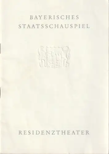 Bayerisches Staatsschauspiel, Helmut Henrichs, Ernst Wendt: Programmheft Goethe DIE MITSCHULDIGEN / Ionesco DIE STÜHLE Premiere 21. September 1966 Residenztheater  1966 / 67 Heft 1. 