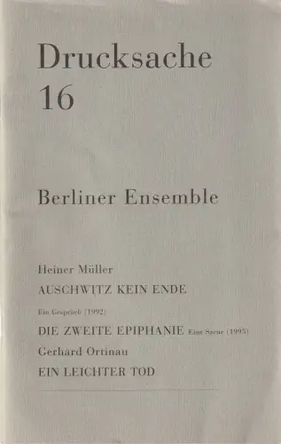 Berliner Ensemble, Heiner Müller, Holger Teschke, Grischa Meyer: DRUCKSACHE 16 2. Auflage. 