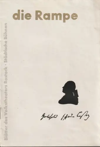 Volkstheater Rostock, Hanns Anselm Perten, Lothar Rückert: Programmheft Gotthold Ephraim Lessing NATHAN DER WEISE Premiere 18. März 1957 Spielzeit 1956 / 57 Heft 23. 