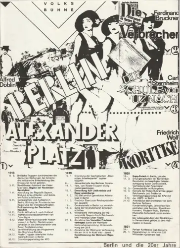 Volksbühne Berlin, Rosa-Luxemburg-Platz, Fritz Rödel, Werner Heinitz, Bernd Frank, Otto Fritz Hayner, u.a: Programmheft Alfred Döblin BERLIN ALEXANDERPLATZ Spielzeit 1981 / 82. 