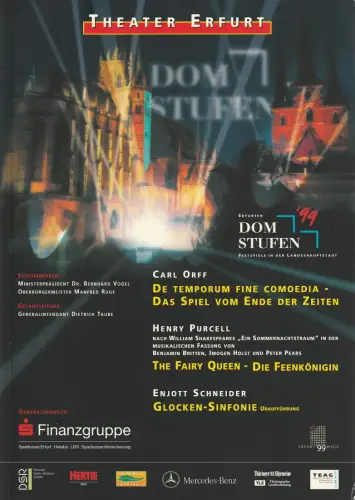 Theater Erfurt, Dietrich Taube, Arne Langer, Ute Unger, Judith Braun-Biehl: Programmheft ERFURTER DOMSTUFEN  FESTSPIELE '99 1999. 