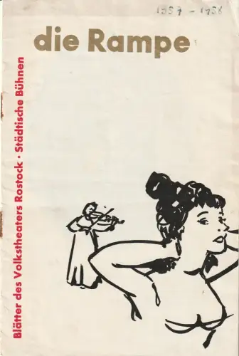 Volkstheater Rostock, Hanns Anselm Perten, Lothar Rückert, Georg Hüsse: Programmheft Jacques Offenbach ORPHEUS IN DER UNTERWELT Premiere 3. April 1958 Großes Haus 63. Spielzeit 1957 / 58 Heft 26. 