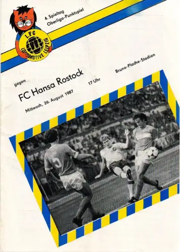 1. FC Lokomotive Leipzig: Programmheft 1. FC Lokomotive Leipzig gegen FC Hansa Rostock 26. August 1987. 