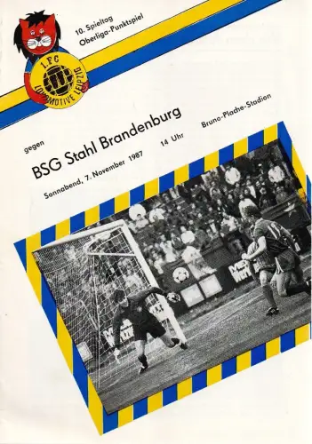 1. FC Lokomotive Leipzig: Programmheft 1. FC Lokomotive Leipzig gegen BSG Stahl Brandenburg 7. November 1987. 