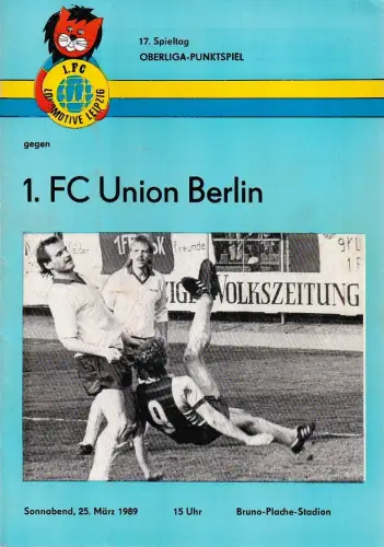 1. FC Lokomotive Leipzig: Programmheft 1. FC Lokomotive Leipzig gegen 1. FC Union Berlin 25. März 1989. 
