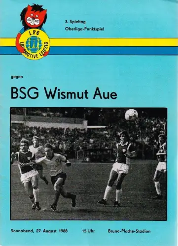1. FC Lokomotive Leipzig: Programmheft 1. FC Lokomotive Leipzig gegen BSG Wismut Aue 27. August 1988. 