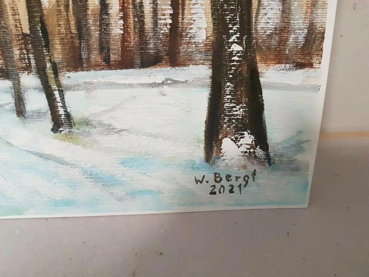 Park Reiferbahn II Rostock Ölbild auf Malpapier 40 x 40 cm Wolfgang Bergt (4410) 1