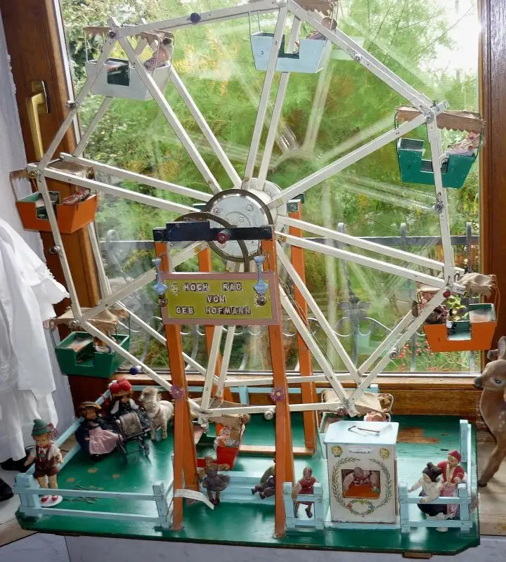 großes, antikes Riesenrad für Puppenstuben-Puppen, einmalige Dekoration für Schaufenster, Ausstellungen usw. 0