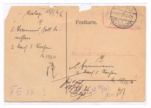 DEUTSCHES REICH, 1923, Barfrankatur  Gebühr bezahlt, Uelzen,  13.10.1923, Mittelknick