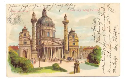 A 1000 WIEN, Karlskirche, Lithographie 1903
