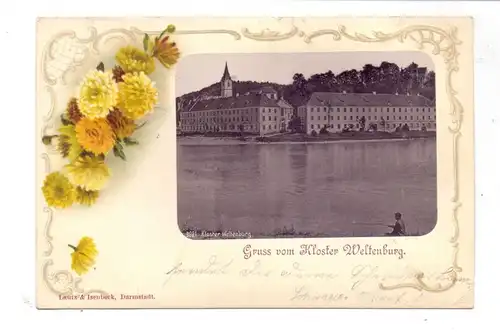 8420 KELHEIM - WELTENBURG, Kloster Weltenburg, Passepartout-Karte 1900