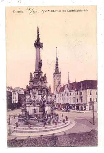 BÖHMEN & MÄHREN - OLMÜTZ / OLOMOUC, Oberring mit Dreifaltigkeitssäule, 1908