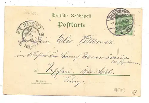NIEDER-SCHLESIEN - PETERWITZ - SILBERBERG / STOSZOWICE, Lithographie 1898, Donjon und Ortschaft