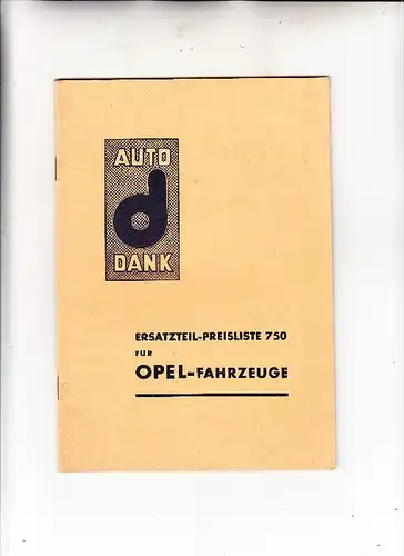 AUTO - OPEL, Ersatzteil-Presiliste 1950, 38 Seiten, sehr guter Zustand