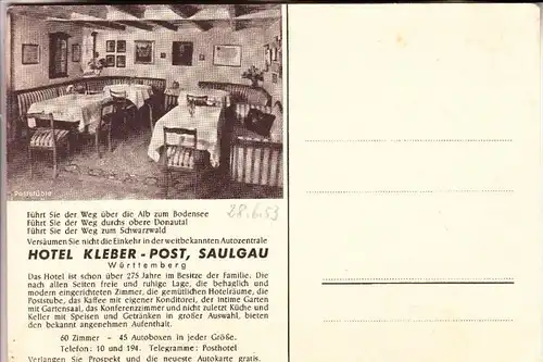 7968 SAULGAU, Hotel Kleber - Post, 1953