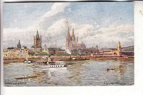 5000 KÖLN, Künstler-Karte Günther Naumburg, Binnenschiffe, Rudern / rowing