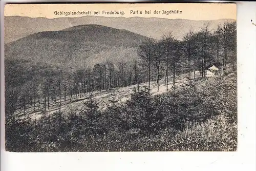 5948 SCHMALLENBERG - FREDEBURG, Partie an der Jagdhütte, 1928, kl. Einriss