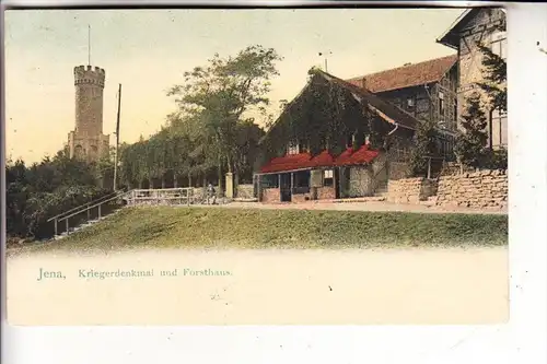 0-6900 JENA, Kriegerdenkmal und Forsthaus, 1909, color