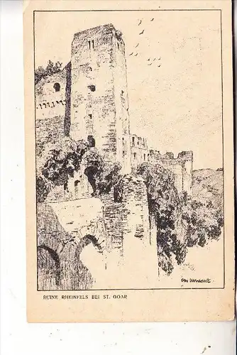 5401 SANKT GOAR, Ruine Rheinfels, Künstler-Karte Ubbelohde