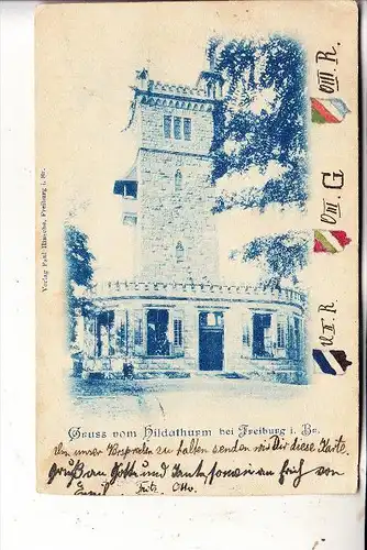 7800 FREIBURG, Hildaturm, Studenten-Wappen handgemalt, 1902