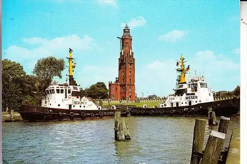 2850 BREMERHAVEN, Leuchtturm, Hafenschlepper REKUM & WESER