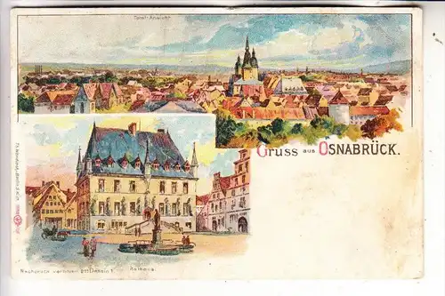 4500 OSNABRÜCK, Rathaus & Panorama, Lithographie