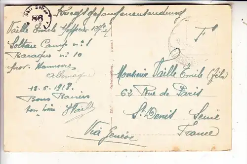 3040 SOLTAU, Partie am Böhmewald, Kriegsgefangenenpost nach Frankreich, Zensur, 1918