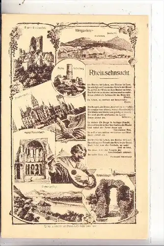 5330 KÖNIGSWINTER, Liedertext "Rheinsehnsucht", Ferdinand Haberkamp, 1909