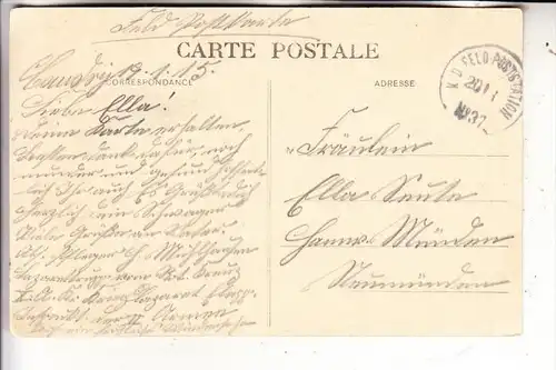 F 59540 CAUDRY, Le Monument Fievet, 1915, deutsche Feldpost, kl. Knick