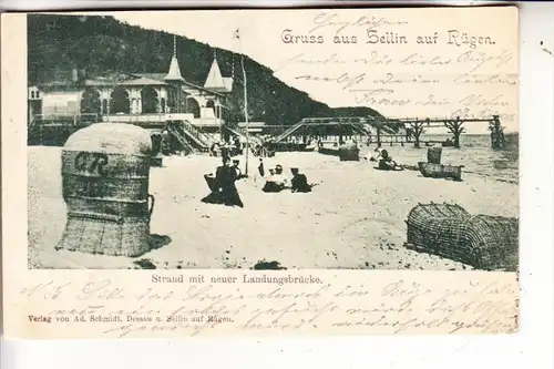 0-2356 SELLIN / Rügen, Strand und neue Landungsbrücke, 1901